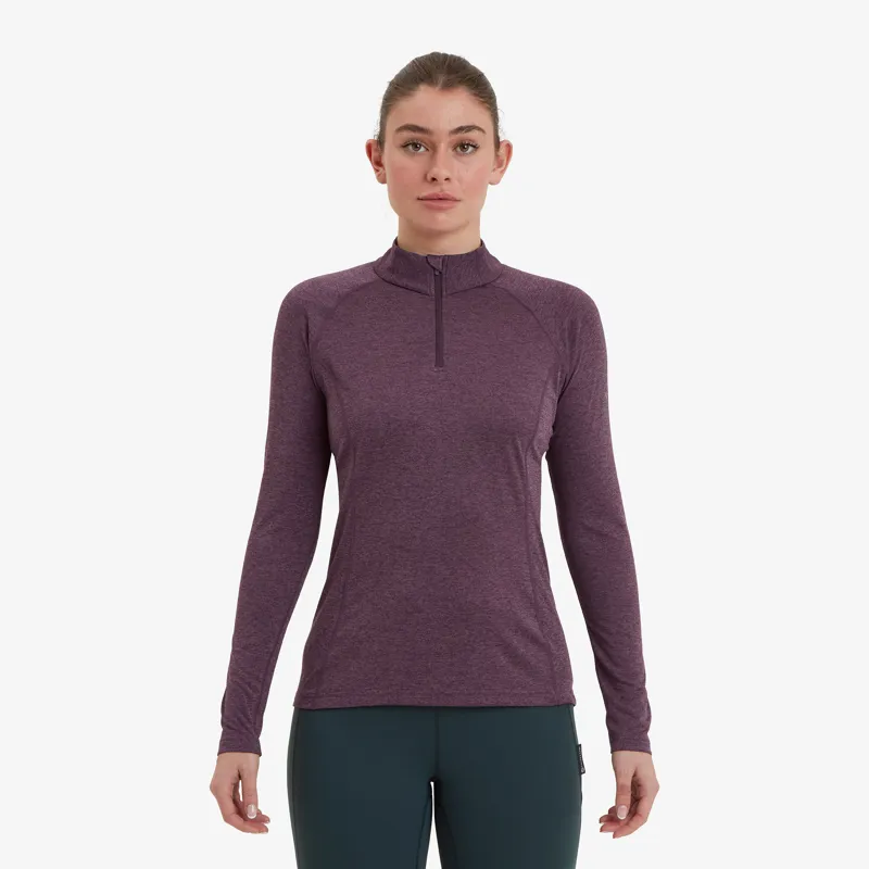 Montane Womens Dart Zip Neck T-Shirt - Mulberry-1